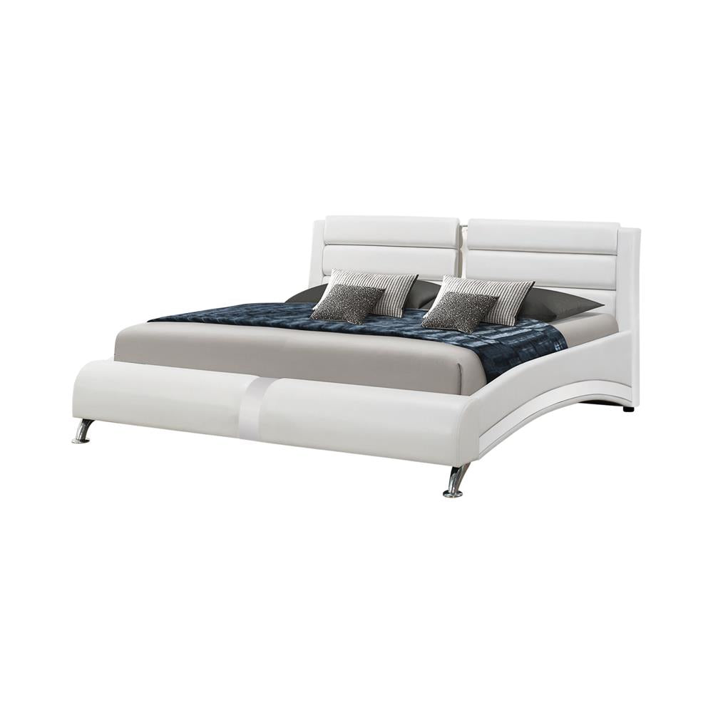 Jeremaine Eastern King Upholstered Bed White - 300345KE - Bien Home Furniture &amp; Electronics