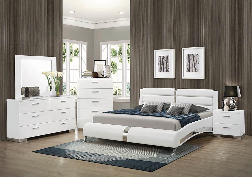 Jeremaine Eastern King Upholstered Bed White - 300345KE - Bien Home Furniture &amp; Electronics