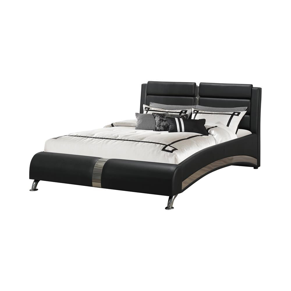Jeremaine Queen Upholstered Bed Black - 300350Q - Bien Home Furniture &amp; Electronics