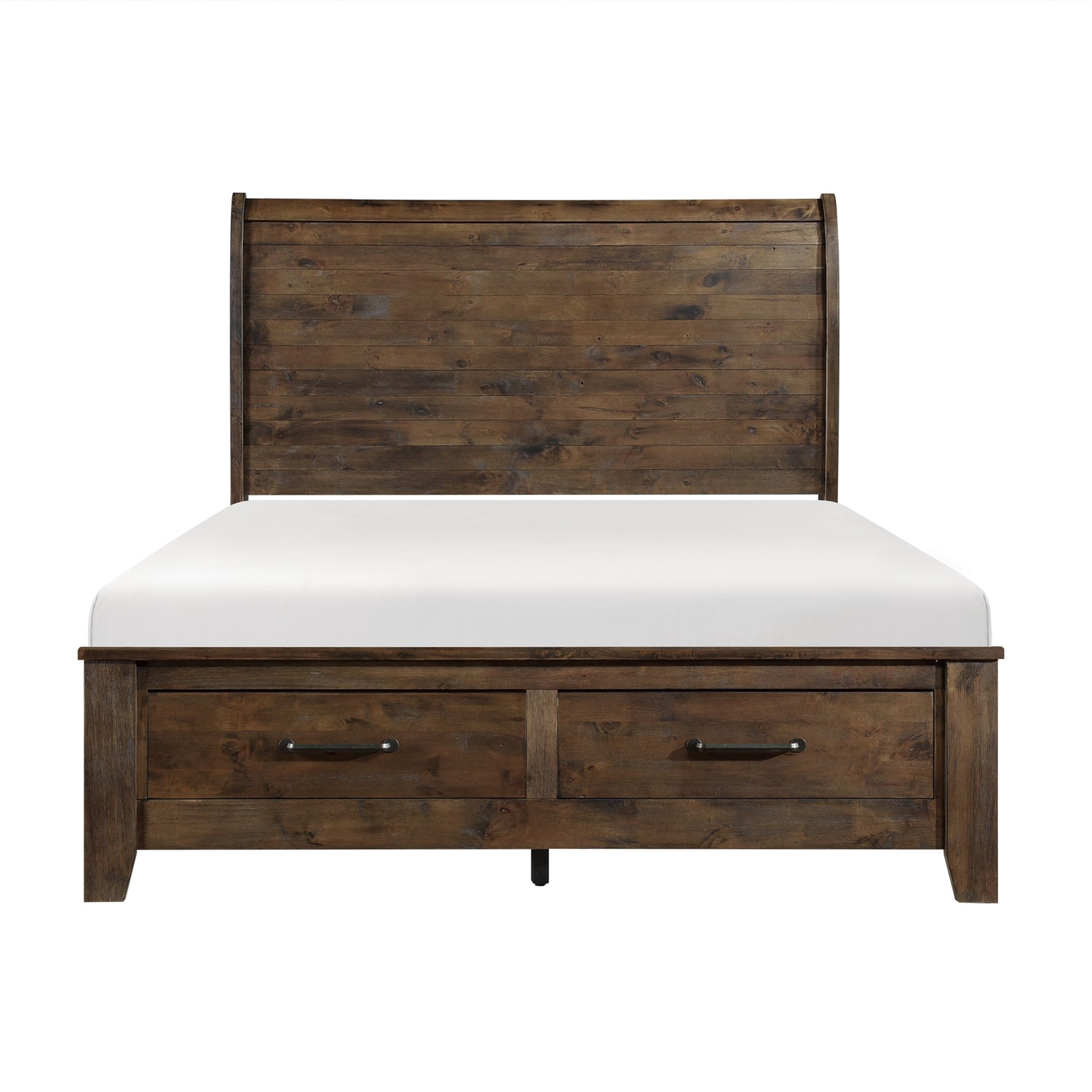 Jerrick Burnished Brown Eastern King Sleigh Platform Bed with Footboard Storage - 1957K-1EK* - Bien Home Furniture &amp; Electronics