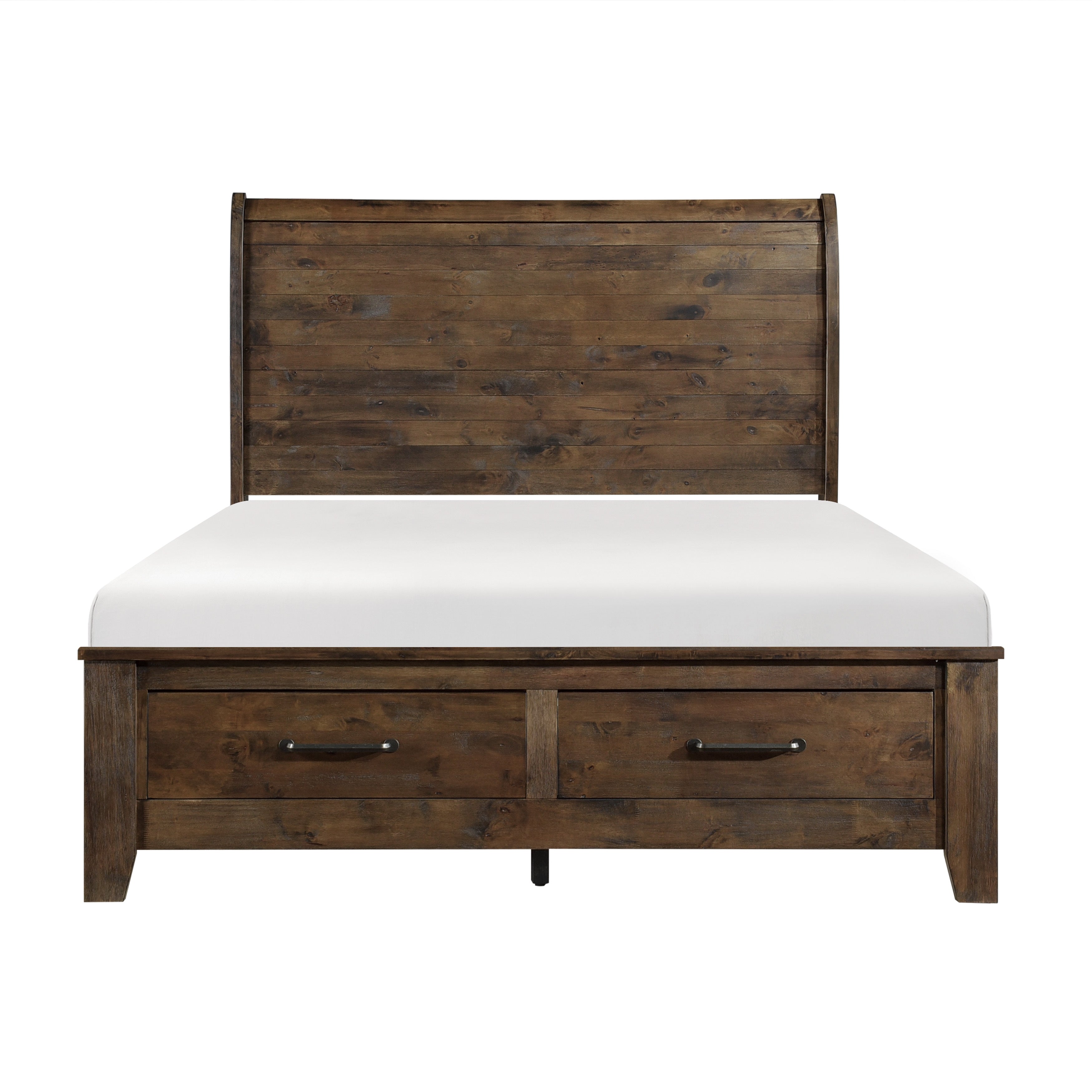 Jerrick Burnished Brown Eastern King Sleigh Platform Bed with Footboard Storage - 1957K-1EK* - Bien Home Furniture &amp; Electronics