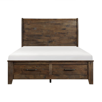 Jerrick Burnished Brown Eastern King Sleigh Platform Bed with Footboard Storage - 1957K-1EK* - Bien Home Furniture &amp; Electronics