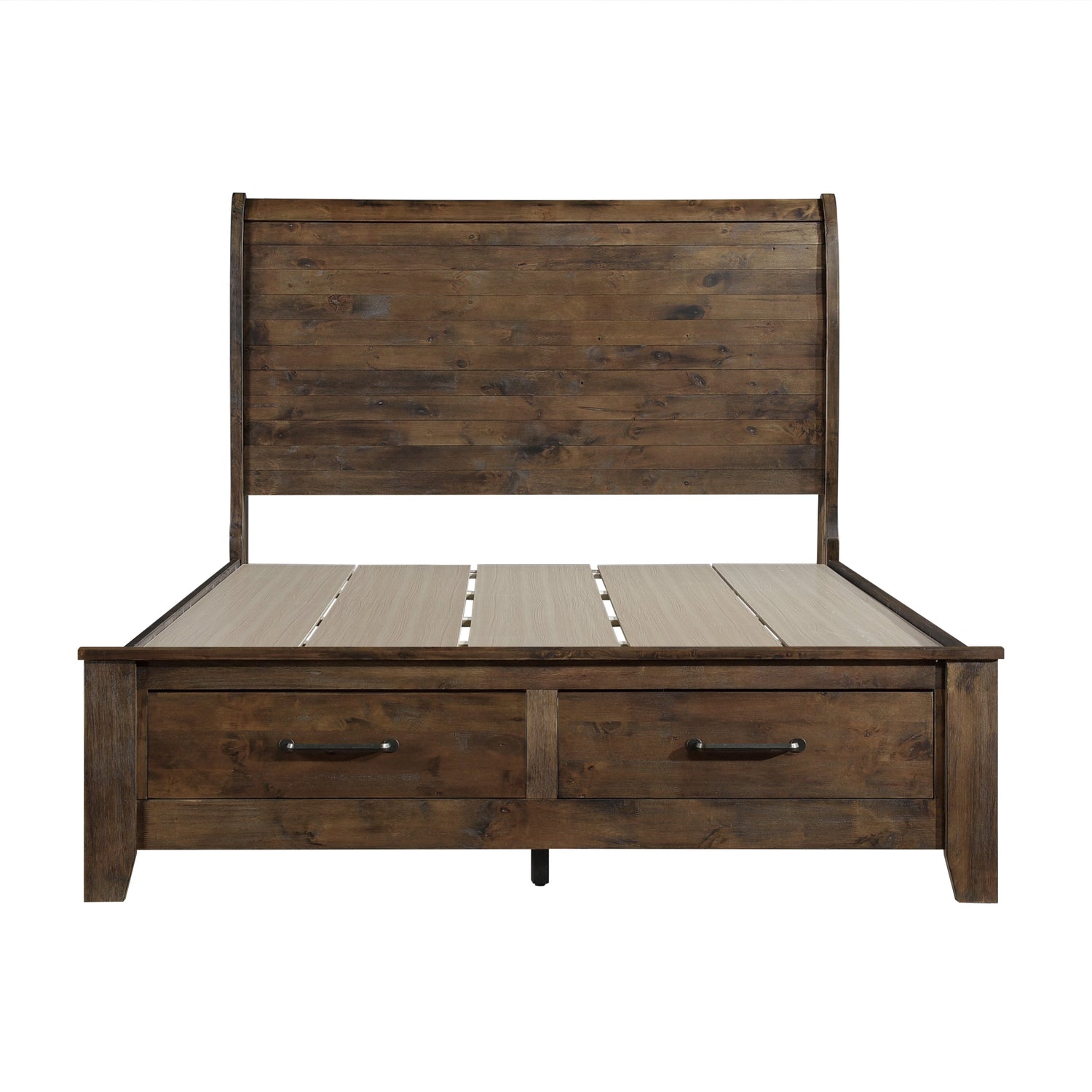 Jerrick Burnished Brown Eastern King Sleigh Platform Bed with Footboard Storage - 1957K-1EK* - Bien Home Furniture &amp; Electronics