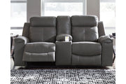 Jesolo Dark Gray Reclining Loveseat with Console - 8670594 - Bien Home Furniture & Electronics