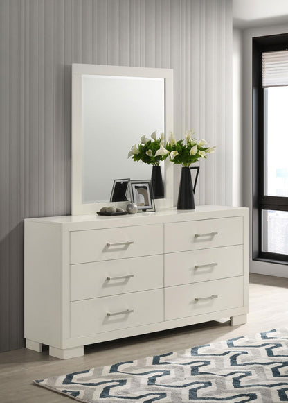 Jessica 6-drawer Dresser with Mirror White - 202993M - Bien Home Furniture &amp; Electronics