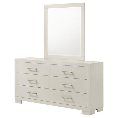 Jessica 6-drawer Dresser with Mirror White - 202993M - Bien Home Furniture &amp; Electronics