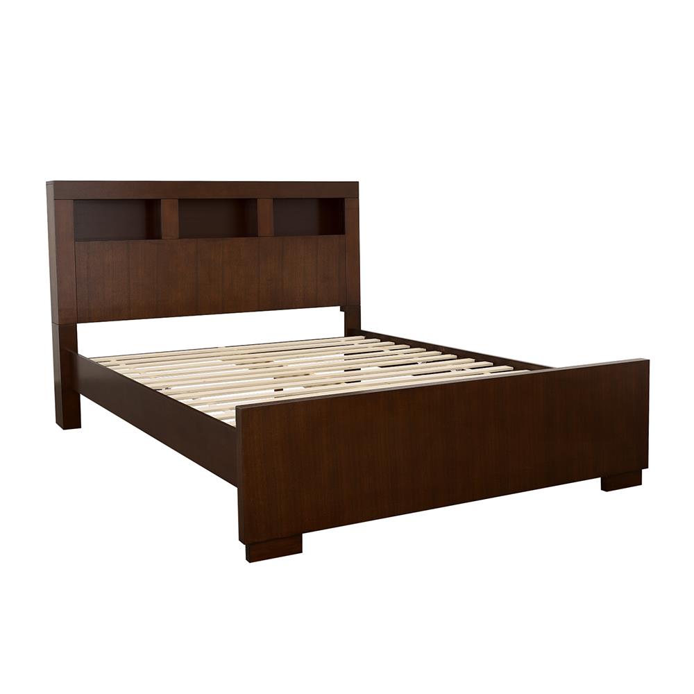 Jessica Eastern King Bed with Storage Headboard Cappuccino - 200719KE - Bien Home Furniture &amp; Electronics