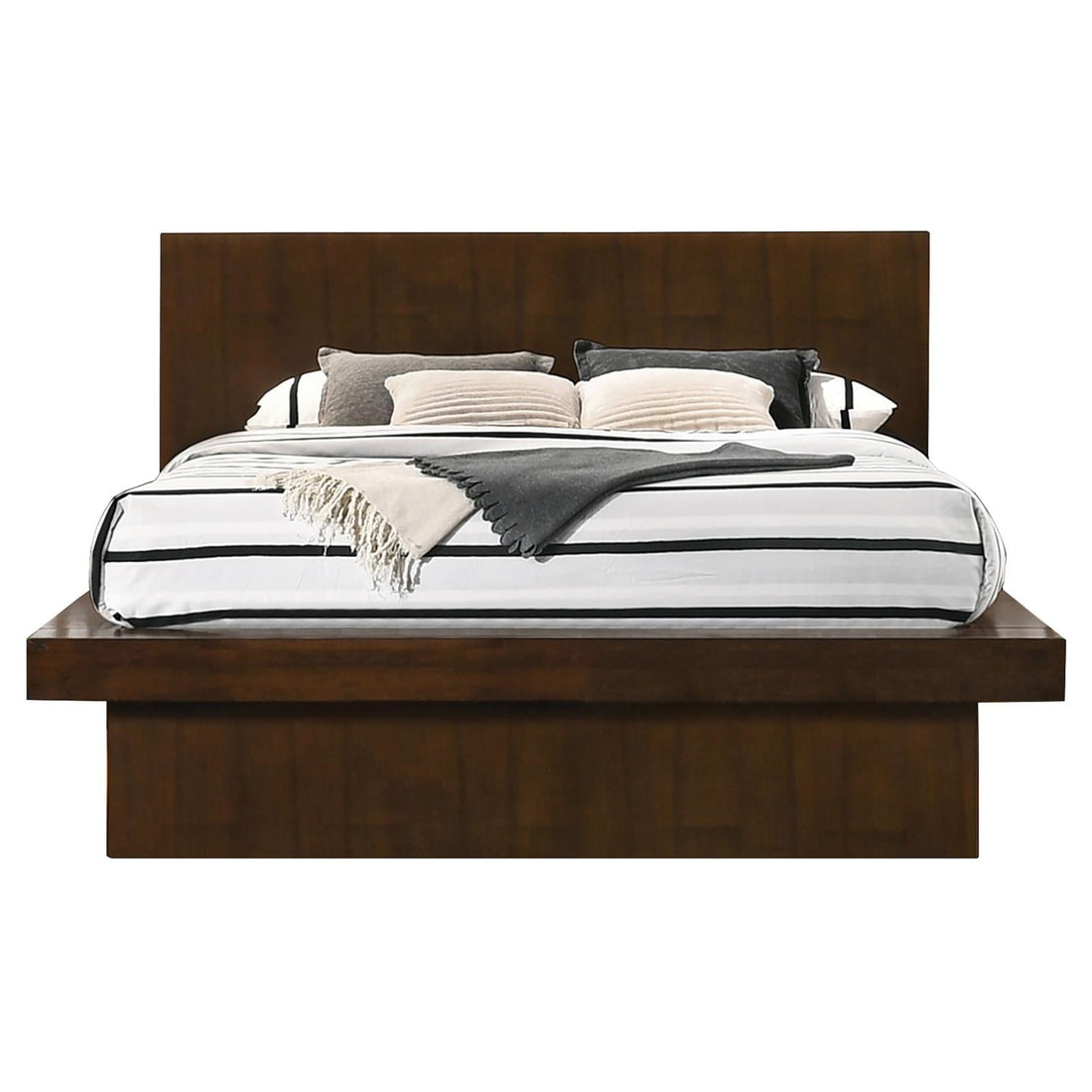 Jessica Eastern King Platform Bed with Rail Seating Cappuccino - 200711KE - Bien Home Furniture &amp; Electronics