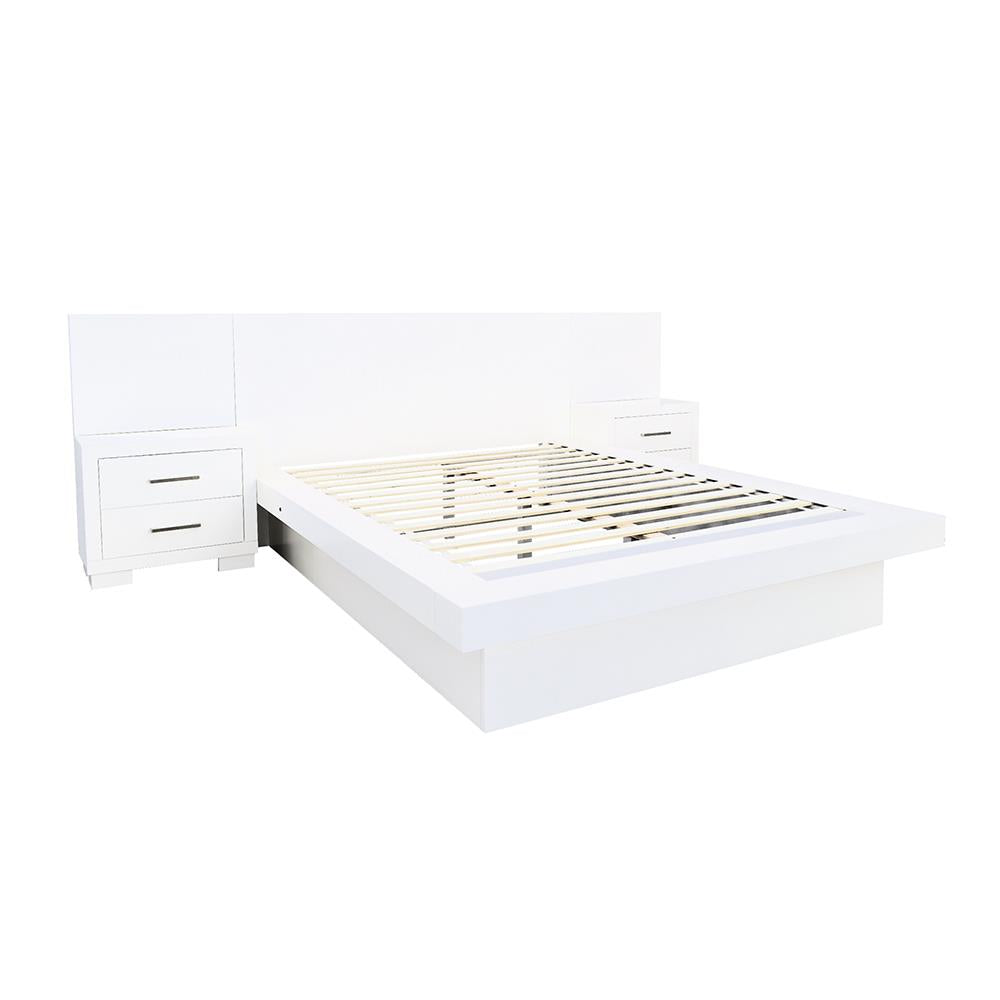 Jessica Eastern King Platform Bed with Rail Seating White - 202990KE - Bien Home Furniture &amp; Electronics