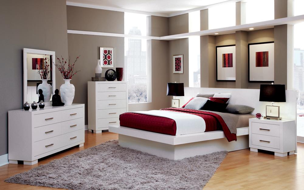 Jessica Eastern King Platform Bed with Rail Seating White - 202990KE - Bien Home Furniture &amp; Electronics