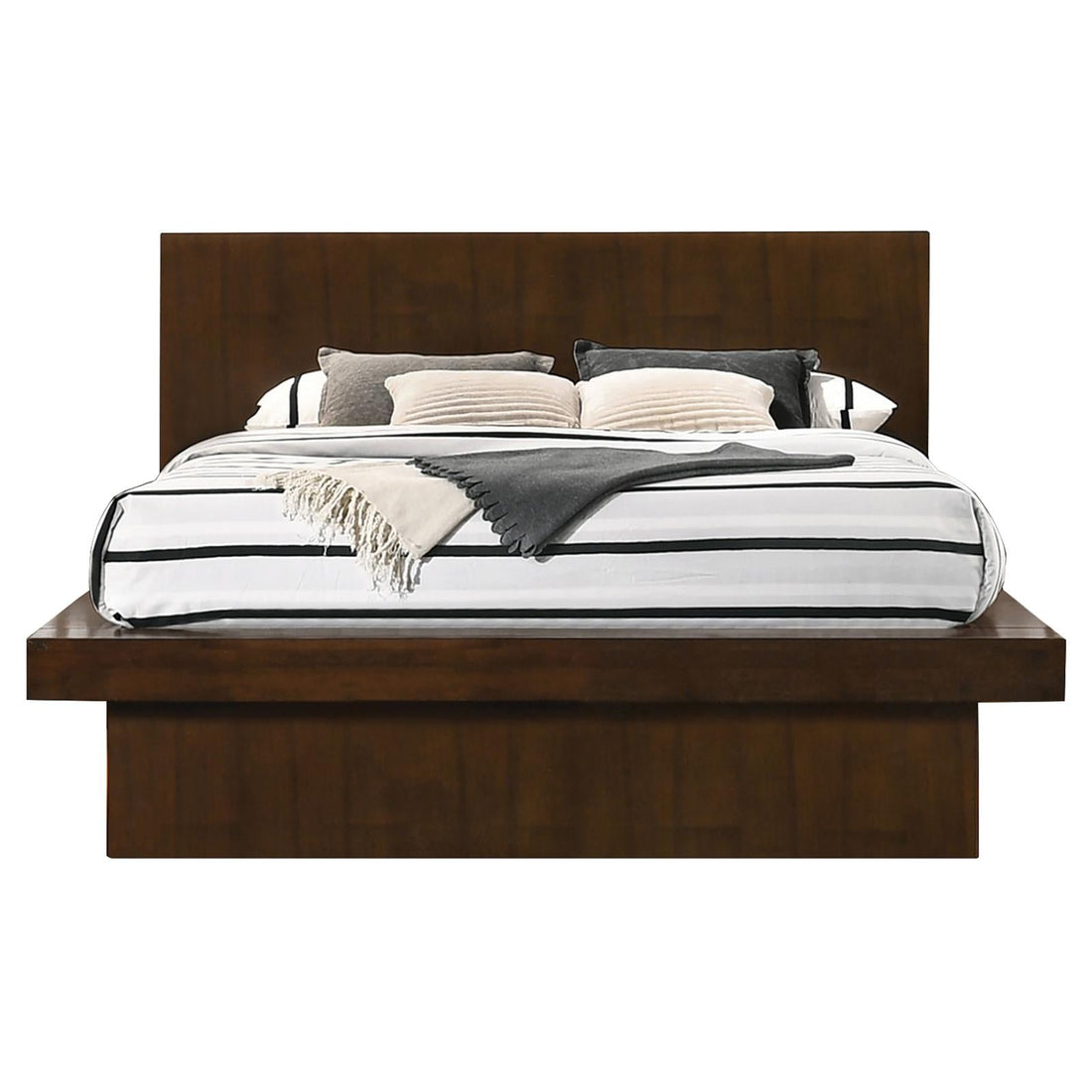 Jessica Queen Platform Bed with Rail Seating Cappuccino - 200711Q - Bien Home Furniture &amp; Electronics