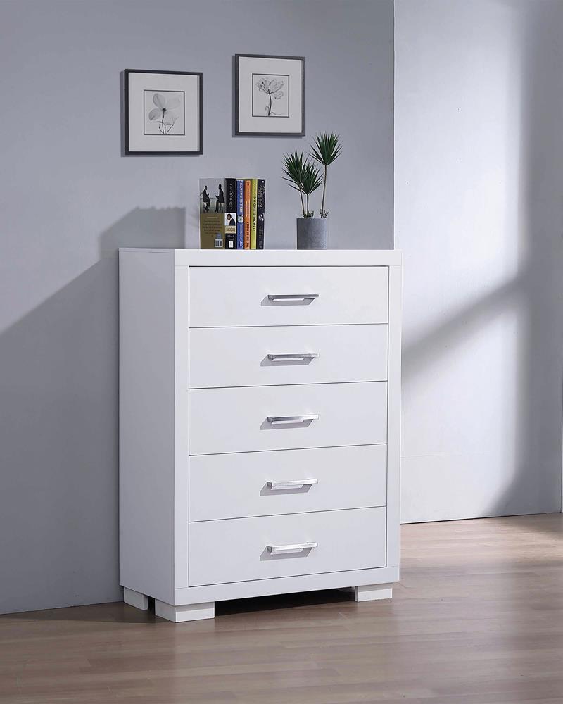 Jessica White 5-Drawer Chest - 202995 - Bien Home Furniture &amp; Electronics