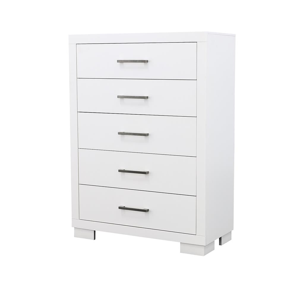Jessica White 5-Drawer Chest - 202995 - Bien Home Furniture &amp; Electronics