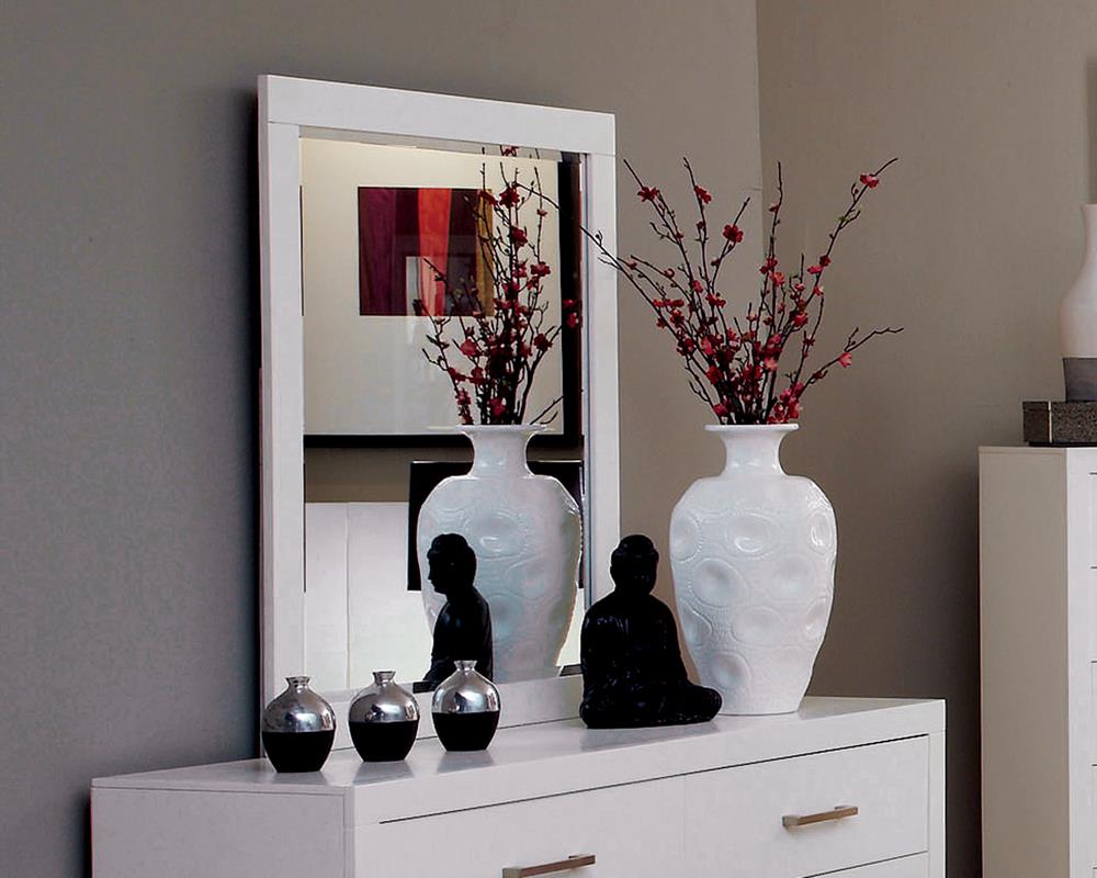 Jessica White Rectangular Mirror - 202994 - Bien Home Furniture &amp; Electronics