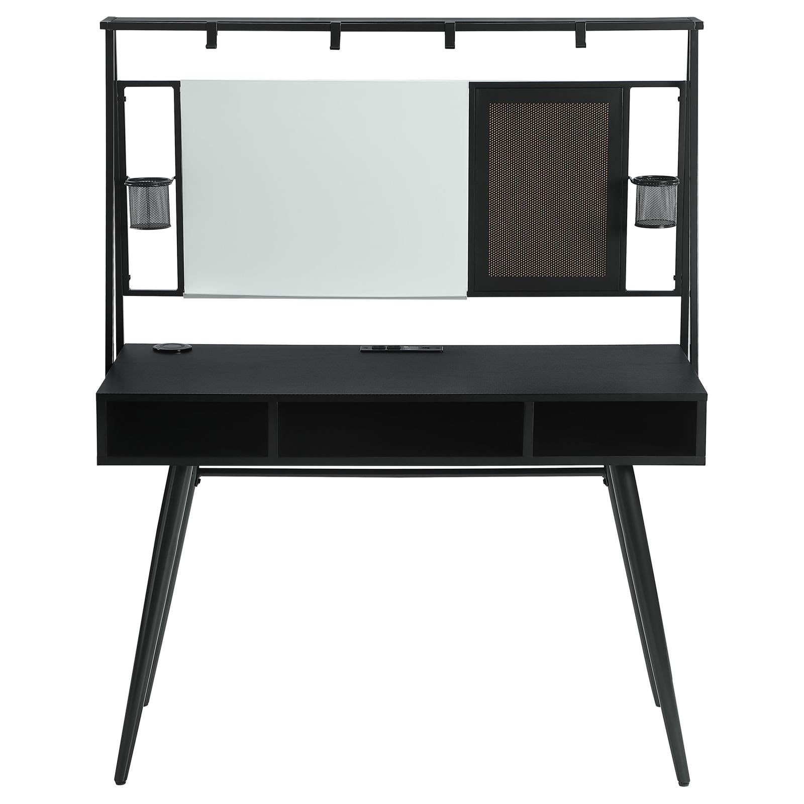 Jessie Black/Gunmetal Writing Desk with USB Ports - 801404 - Bien Home Furniture &amp; Electronics