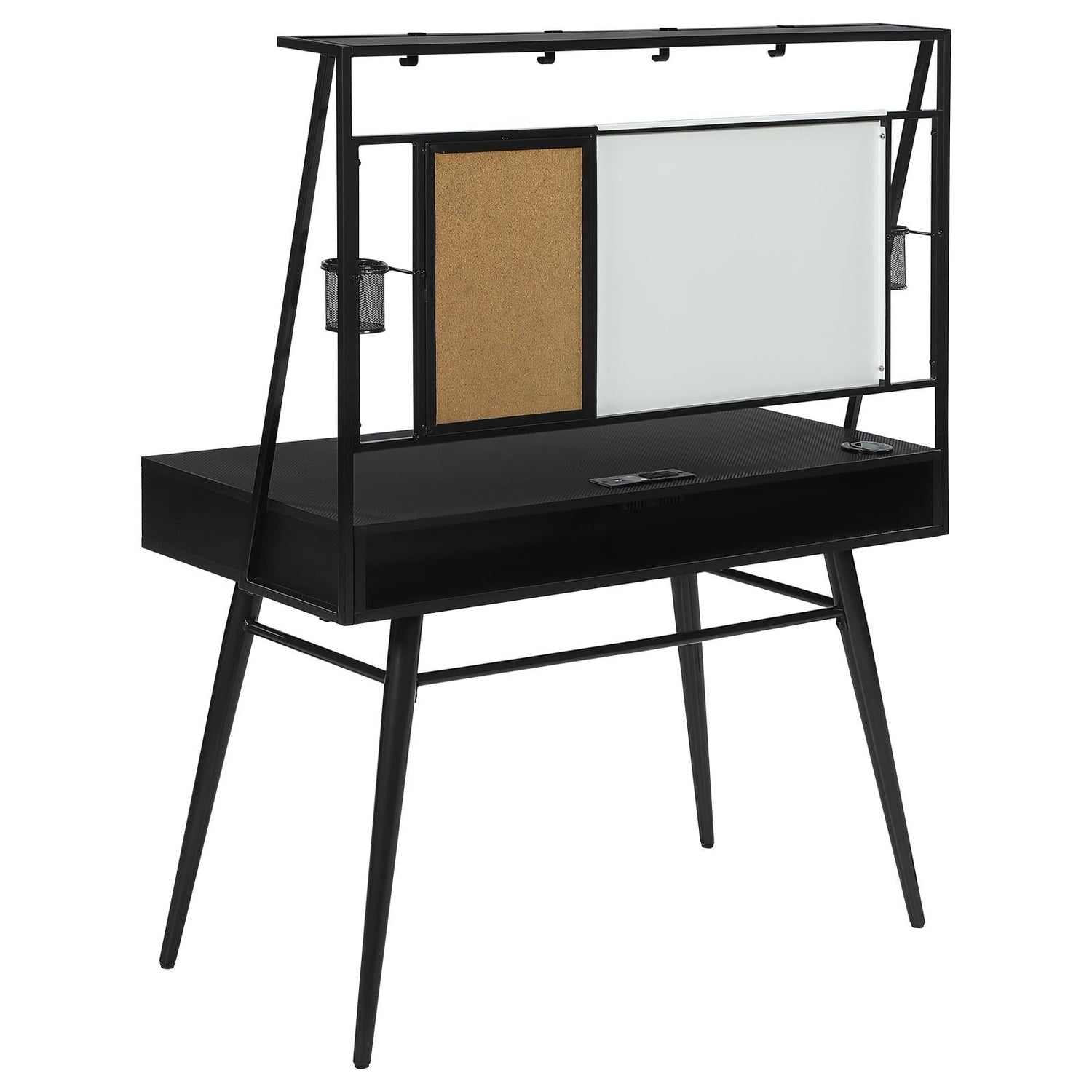 Jessie Black/Gunmetal Writing Desk with USB Ports - 801404 - Bien Home Furniture &amp; Electronics