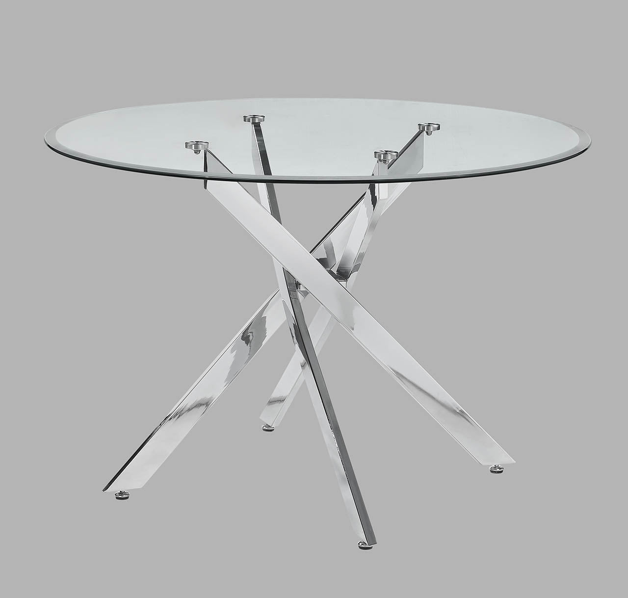 Jetta Chrome Round Dining Table - SET | 1172T-45-BASE | 1172T-45-GL - Bien Home Furniture &amp; Electronics