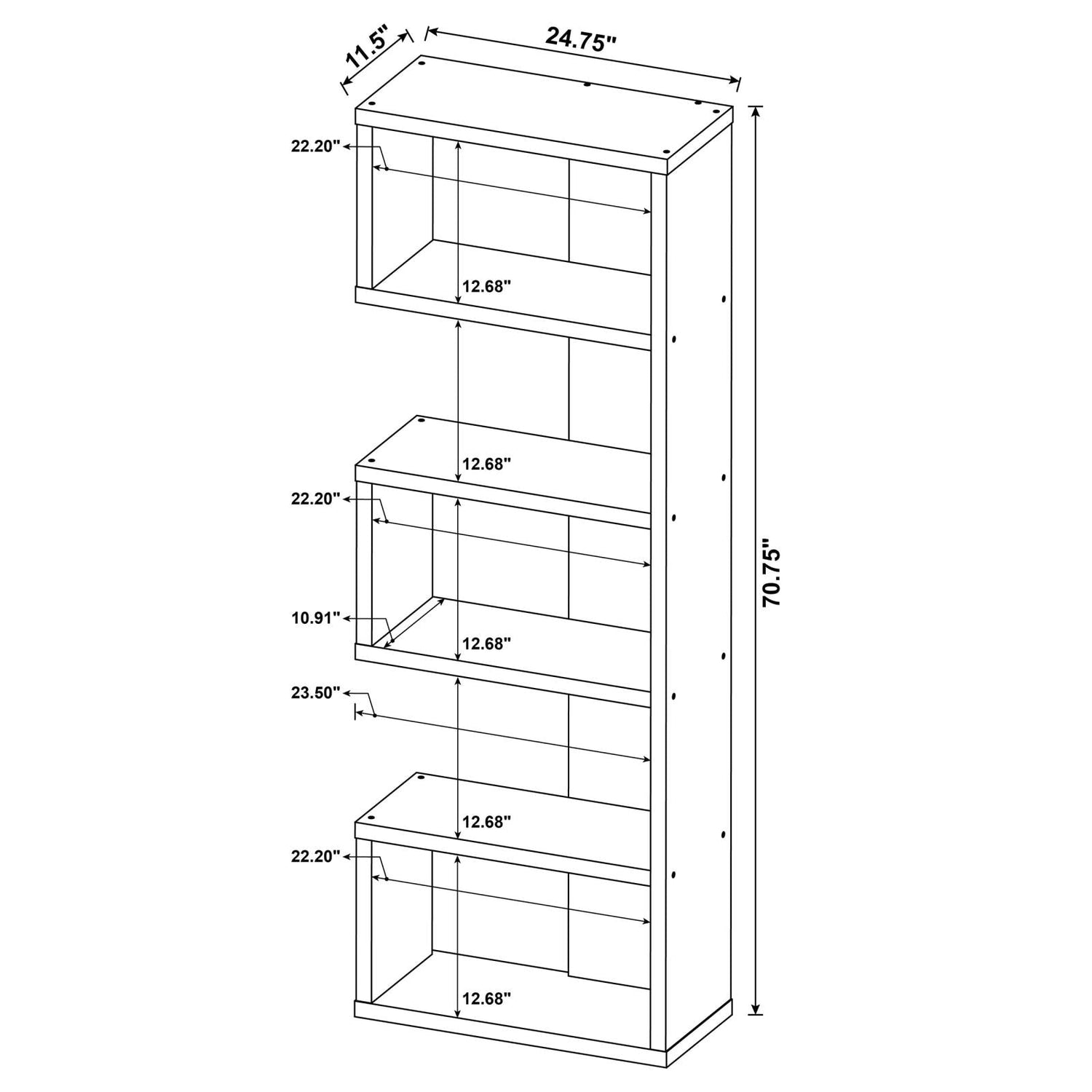 Joey Weathered Gray 5-Tier Bookcase - 800552 - Bien Home Furniture &amp; Electronics