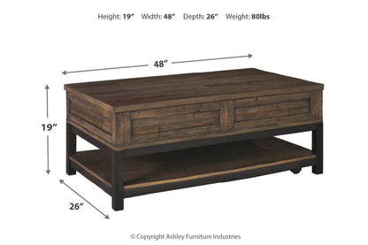 Johurst Grayish Brown Coffee Table with Lift Top - T444-9 - Bien Home Furniture &amp; Electronics