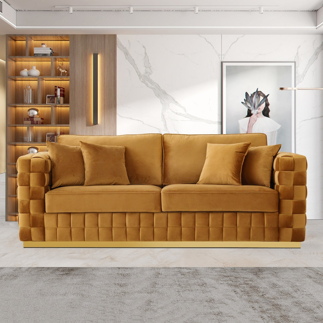 Jordan Burnt Orange Velvet Sofa - MDM01796 - Bien Home Furniture &amp; Electronics
