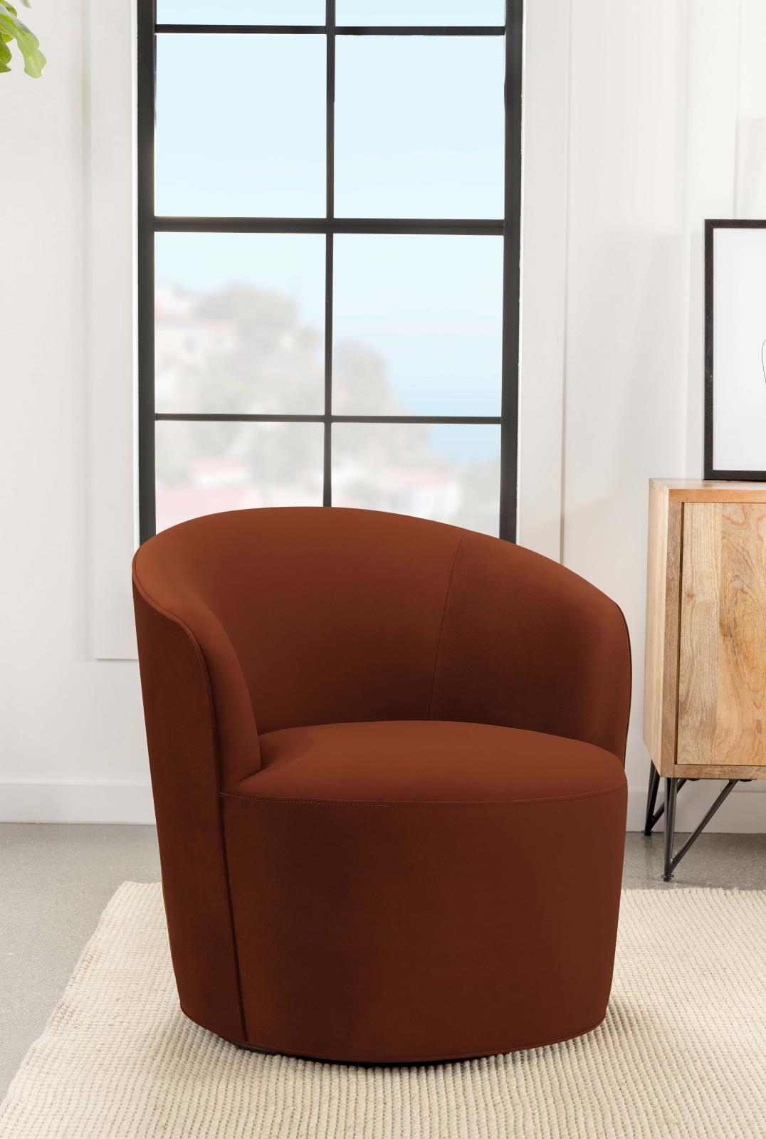 Joyce Burnt Orange Sloped Arms Swivel Chair - 905631 - Bien Home Furniture &amp; Electronics