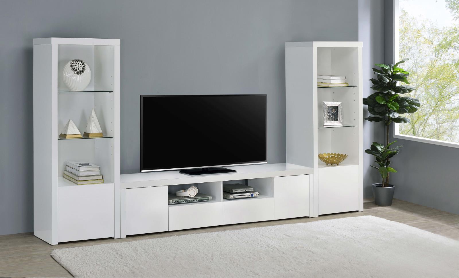 Jude 2-door 79" TV Stand With Drawers White High Gloss - 704262 - Bien Home Furniture &amp; Electronics