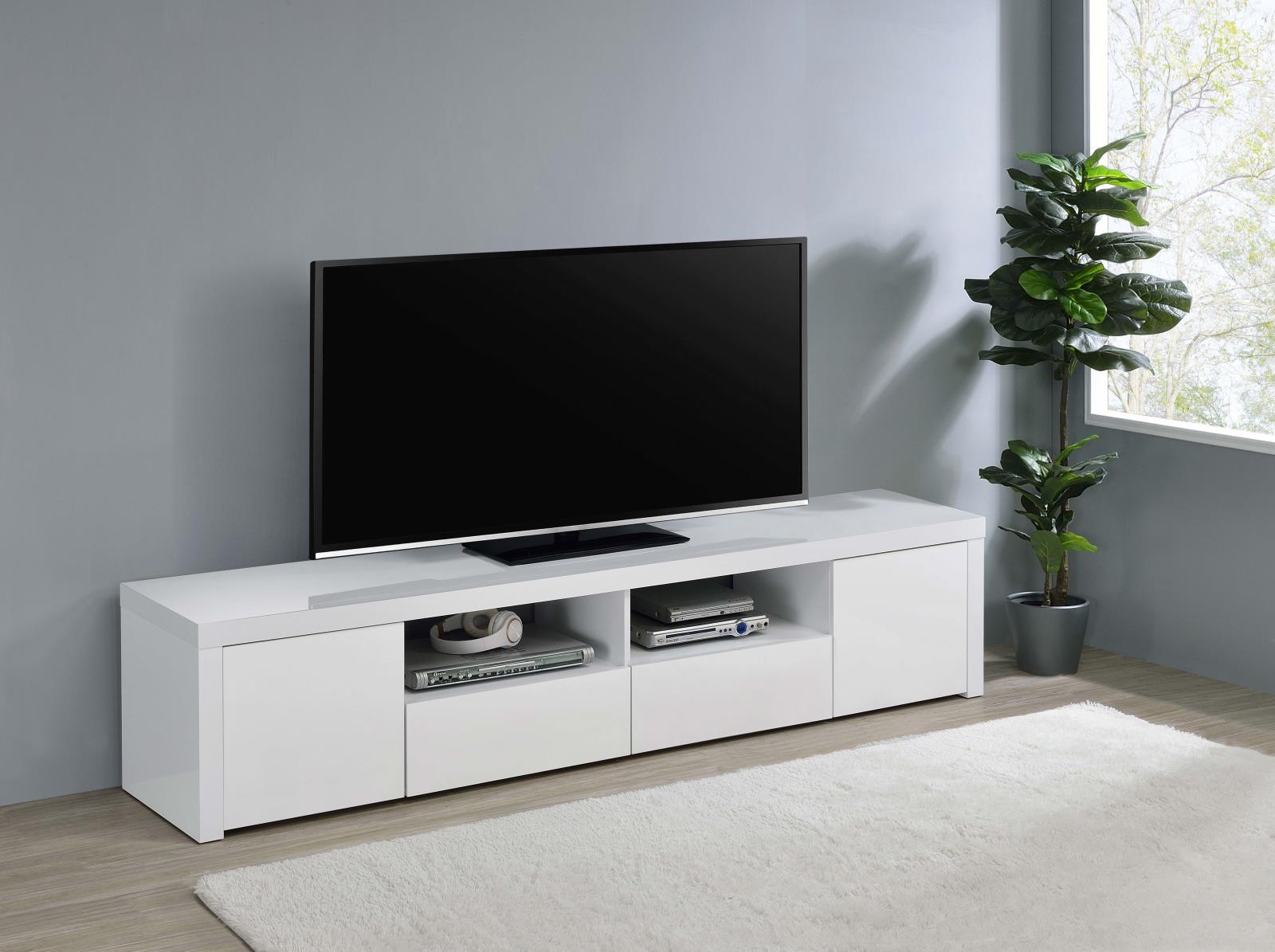 Jude 2-door 79" TV Stand With Drawers White High Gloss - 704262 - Bien Home Furniture &amp; Electronics