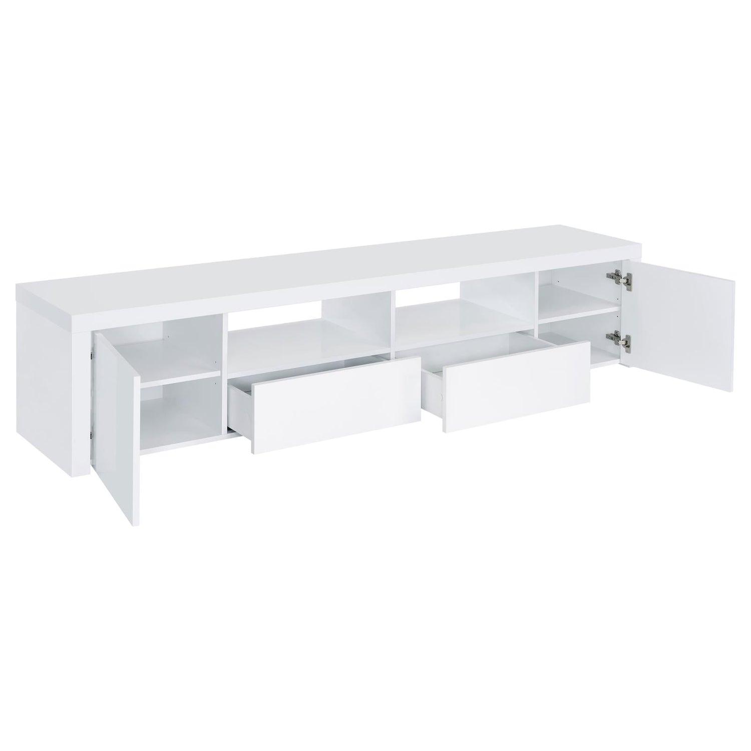 Jude 2-door 79" TV Stand With Drawers White High Gloss - 704262 - Bien Home Furniture &amp; Electronics