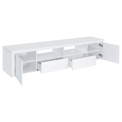Jude 2-door 79" TV Stand With Drawers White High Gloss - 704262 - Bien Home Furniture &amp; Electronics