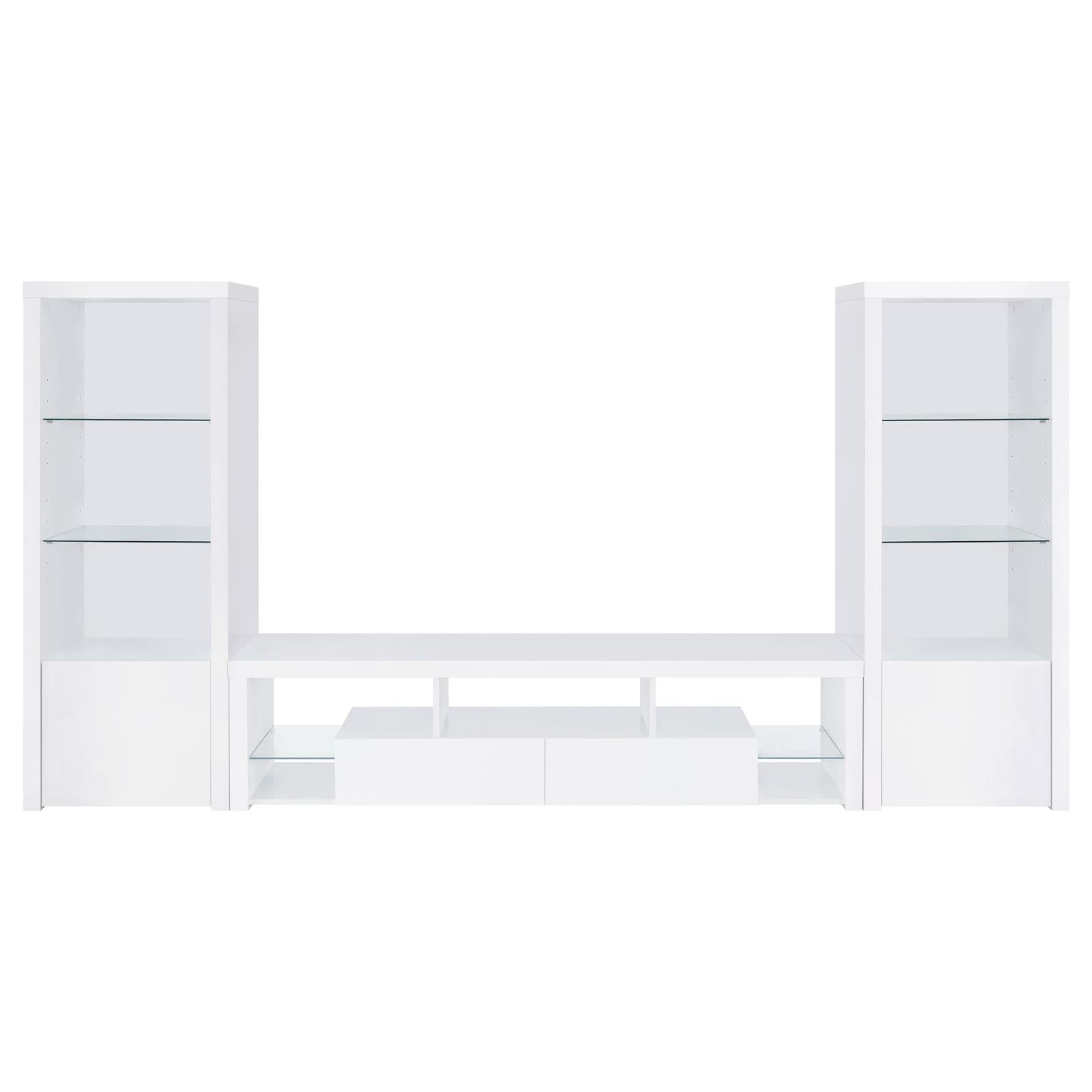 Jude 2-drawer 71" TV Stand With Shelving White High Gloss - 704251 - Bien Home Furniture &amp; Electronics
