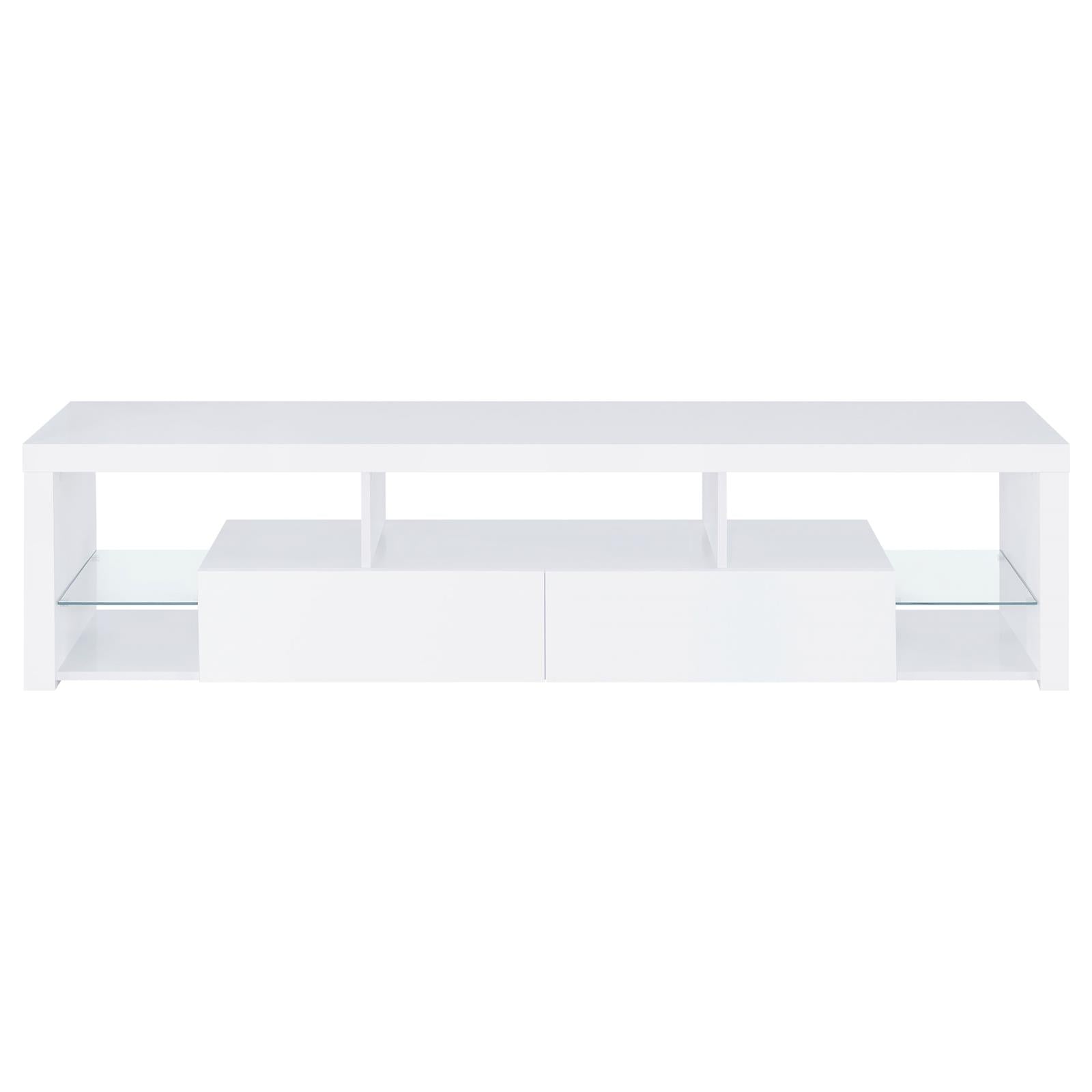 Jude 2-drawer 71" TV Stand With Shelving White High Gloss - 704251 - Bien Home Furniture &amp; Electronics