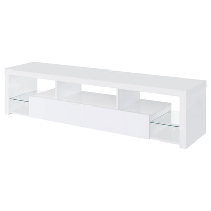 Jude 2-drawer 71" TV Stand With Shelving White High Gloss - 704251 - Bien Home Furniture &amp; Electronics