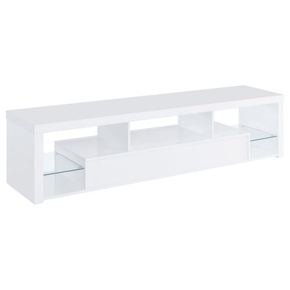 Jude 2-drawer 71" TV Stand With Shelving White High Gloss - 704251 - Bien Home Furniture &amp; Electronics