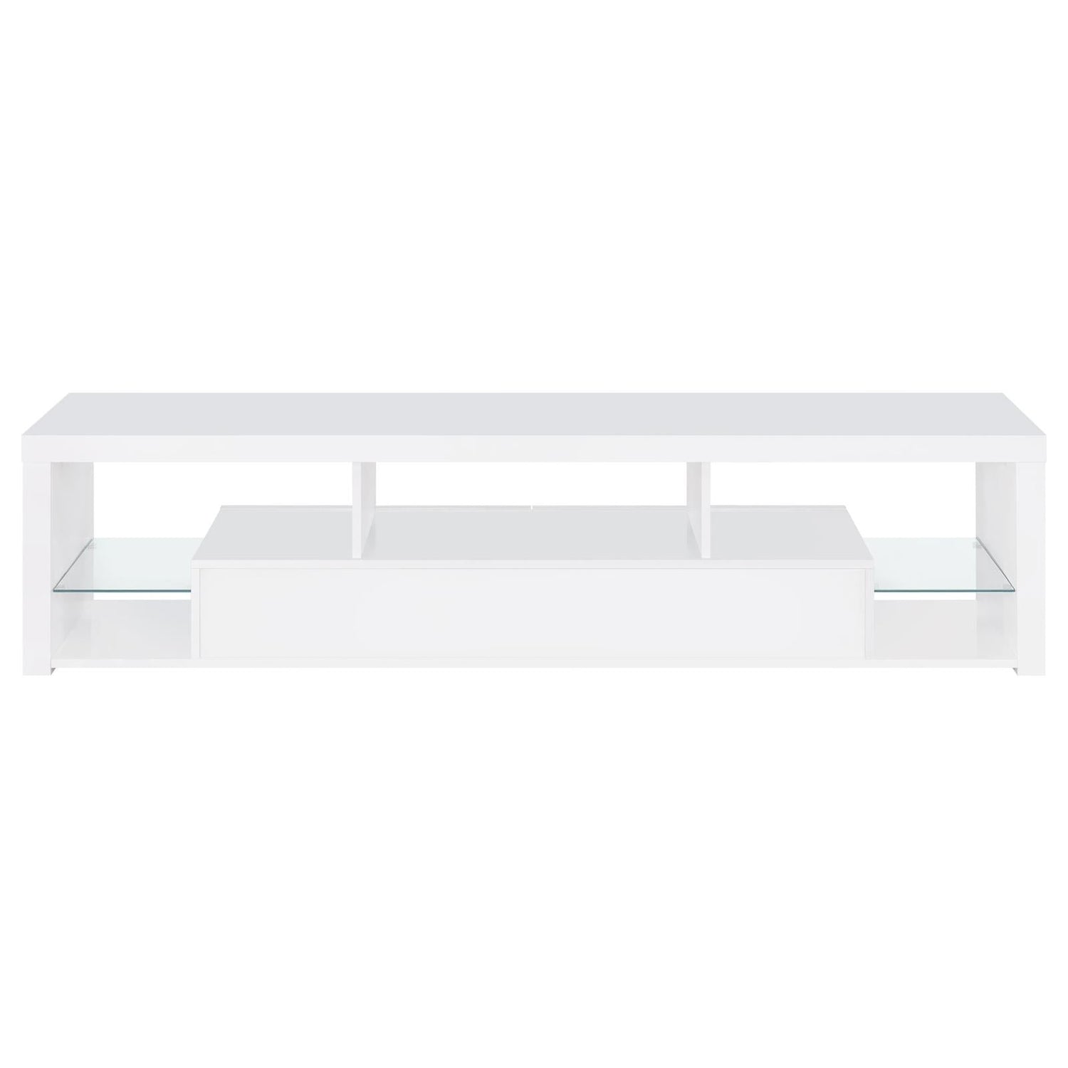 Jude 2-drawer 71" TV Stand With Shelving White High Gloss - 704251 - Bien Home Furniture &amp; Electronics