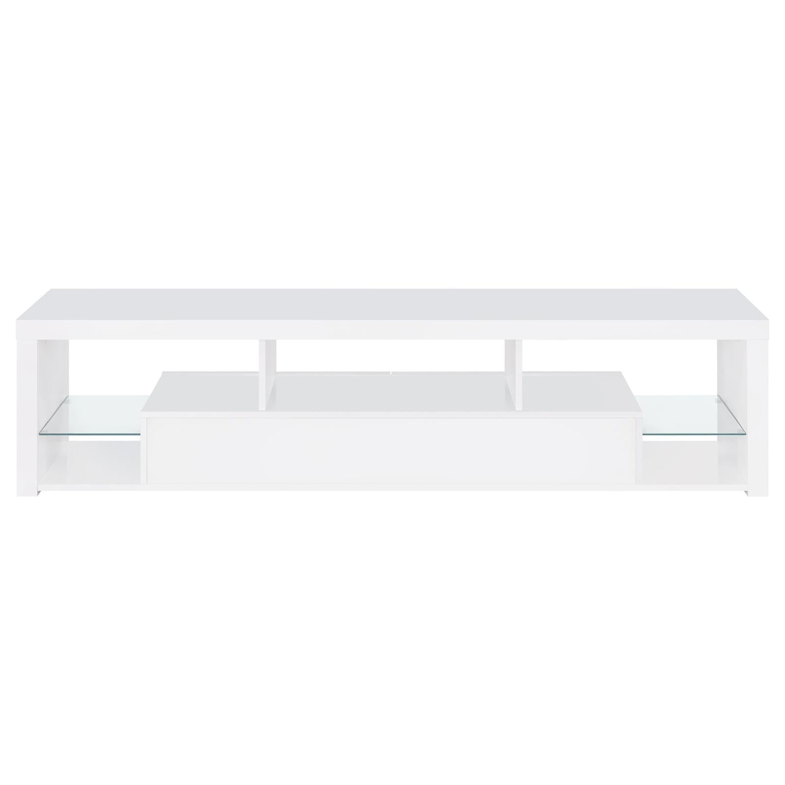 Jude 2-drawer 71" TV Stand With Shelving White High Gloss - 704251 - Bien Home Furniture &amp; Electronics