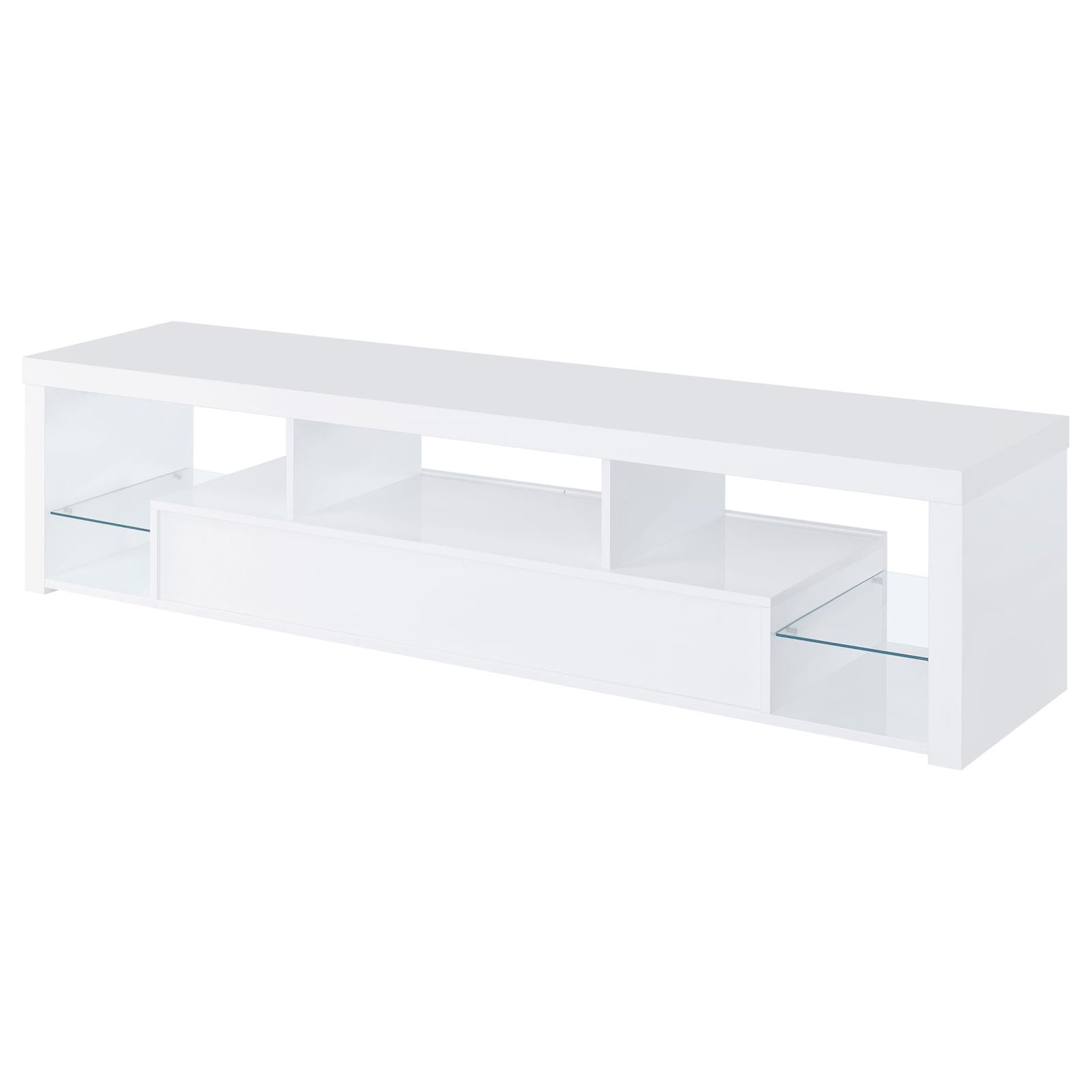Jude 2-drawer 71" TV Stand With Shelving White High Gloss - 704251 - Bien Home Furniture &amp; Electronics