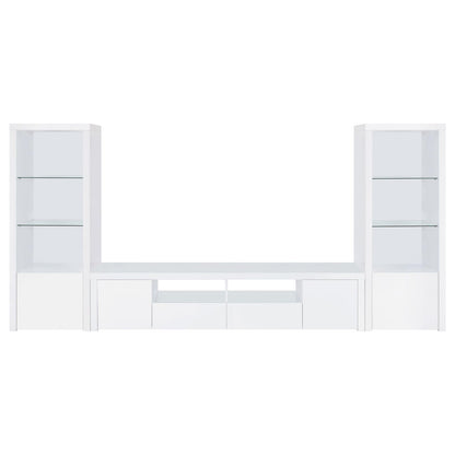 Jude 3-shelf Media Tower With Storage Cabinet White High Gloss - 704254 - Bien Home Furniture &amp; Electronics