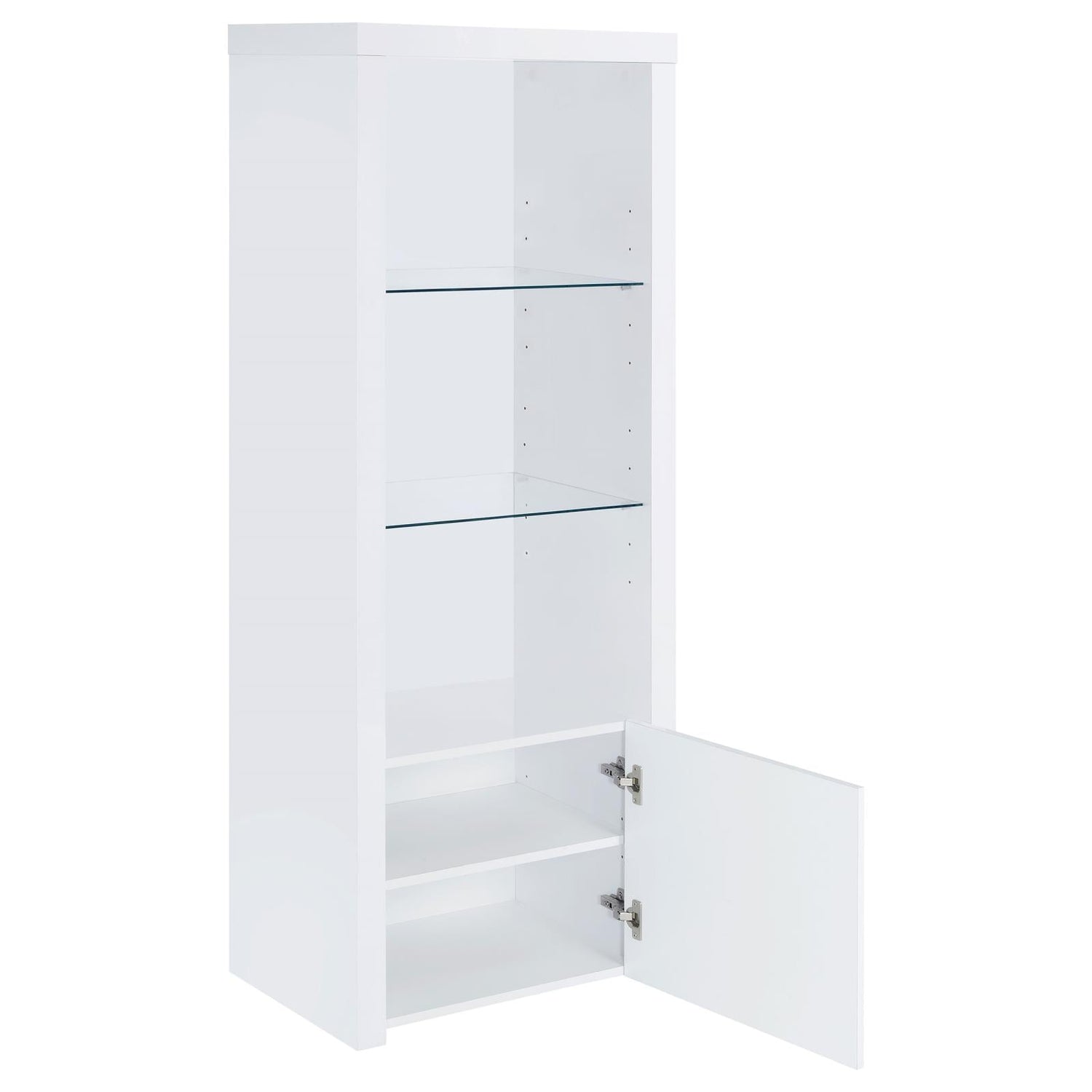 Jude 3-shelf Media Tower With Storage Cabinet White High Gloss - 704254 - Bien Home Furniture &amp; Electronics