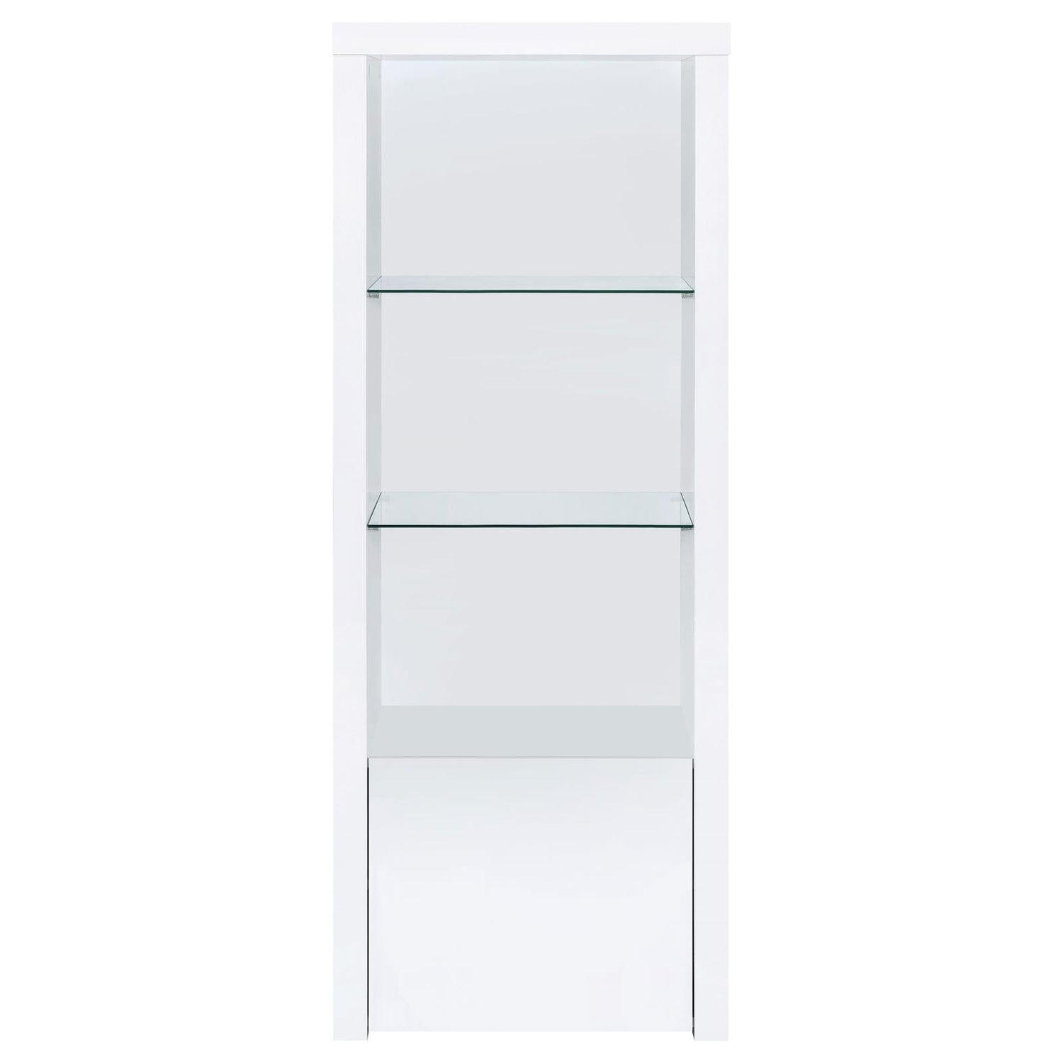 Jude 3-shelf Media Tower With Storage Cabinet White High Gloss - 704254 - Bien Home Furniture &amp; Electronics