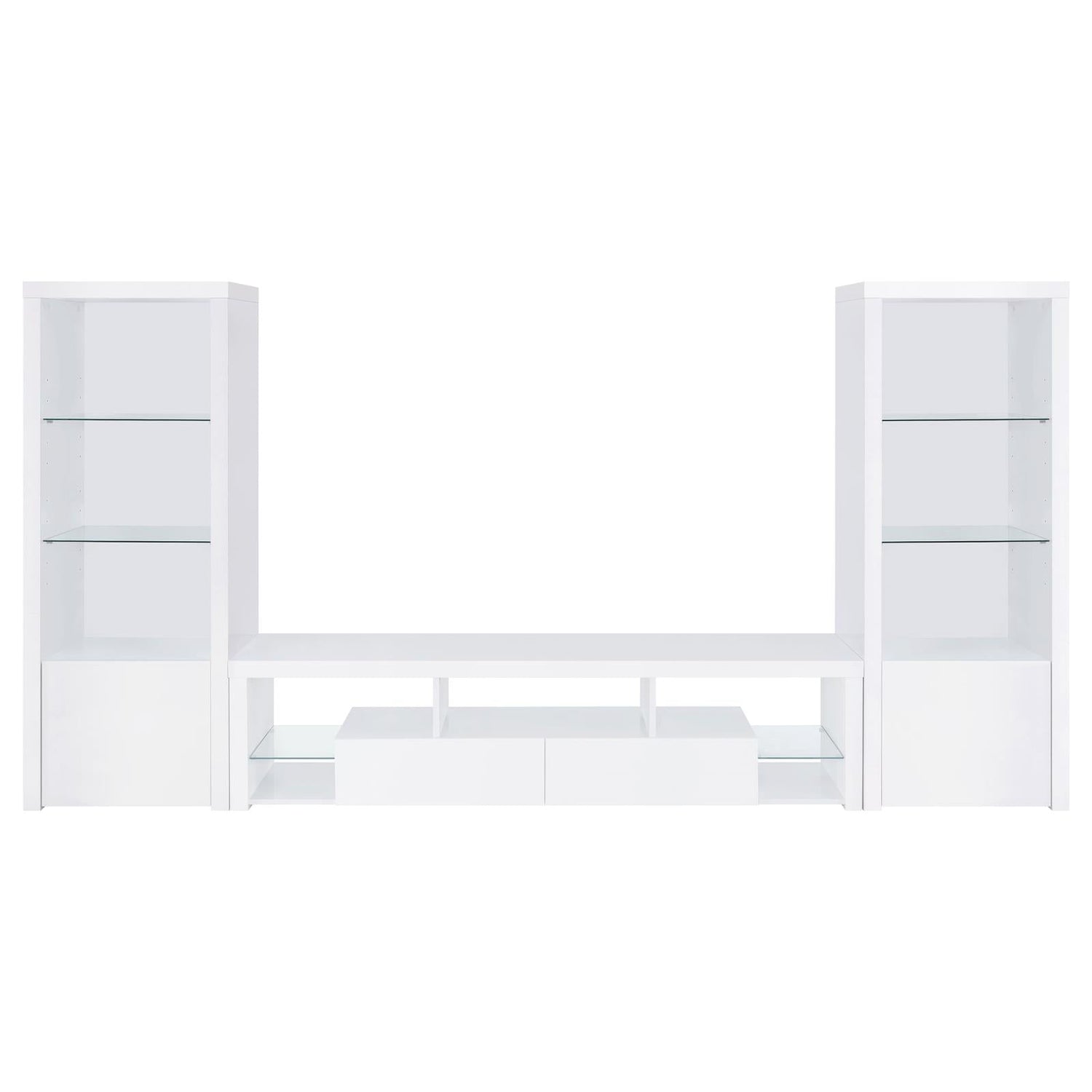Jude 3-shelf Media Tower With Storage Cabinet White High Gloss - 704254 - Bien Home Furniture &amp; Electronics