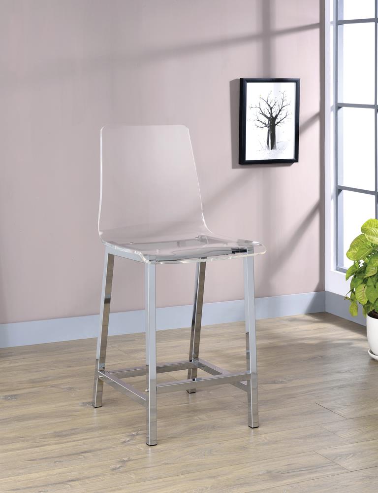 Juelia Chrome/Clear Acrylic Counter Height Stools, Set of 2 - 100265 - Bien Home Furniture &amp; Electronics