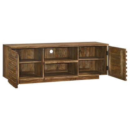 Julia 2-Door TV Console with Adjustable Shelf Natural - 724262 - Bien Home Furniture &amp; Electronics