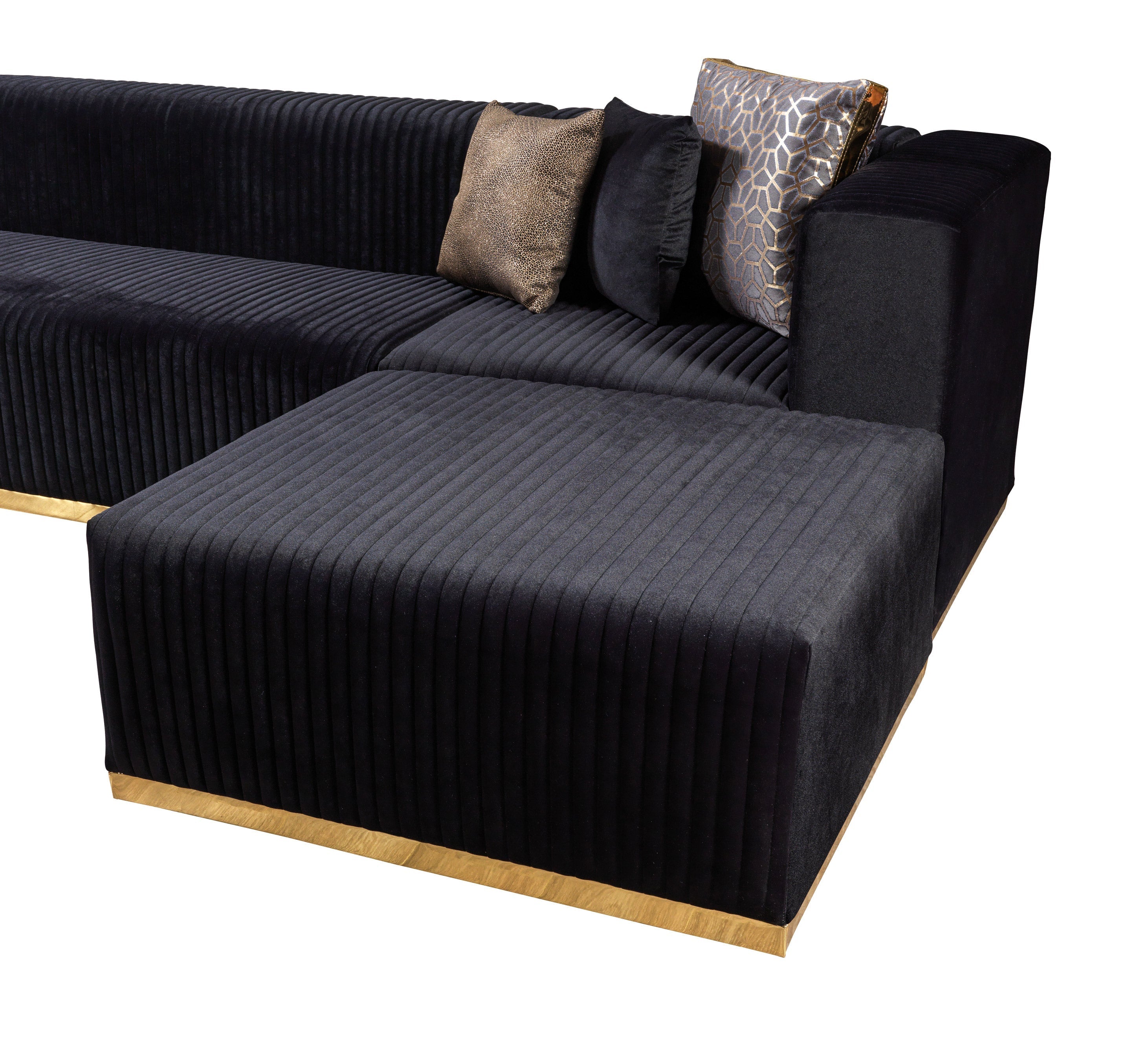 Juliana Black Velvet 4-Piece Sectional - JULIANABLACK-SEC4 - Bien Home Furniture &amp; Electronics