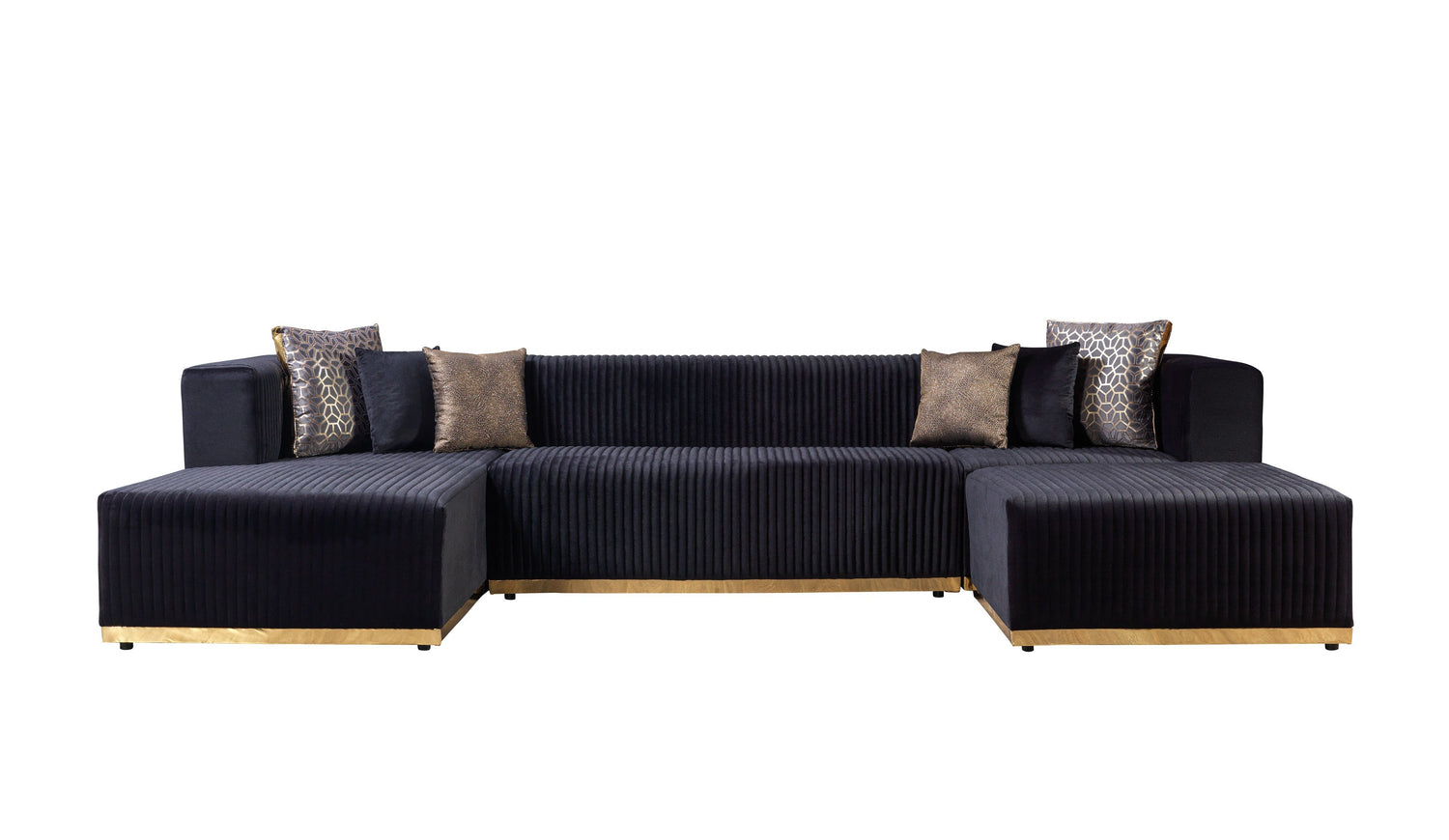 Juliana Black Velvet 4-Piece Sectional - JULIANABLACK-SEC4 - Bien Home Furniture &amp; Electronics