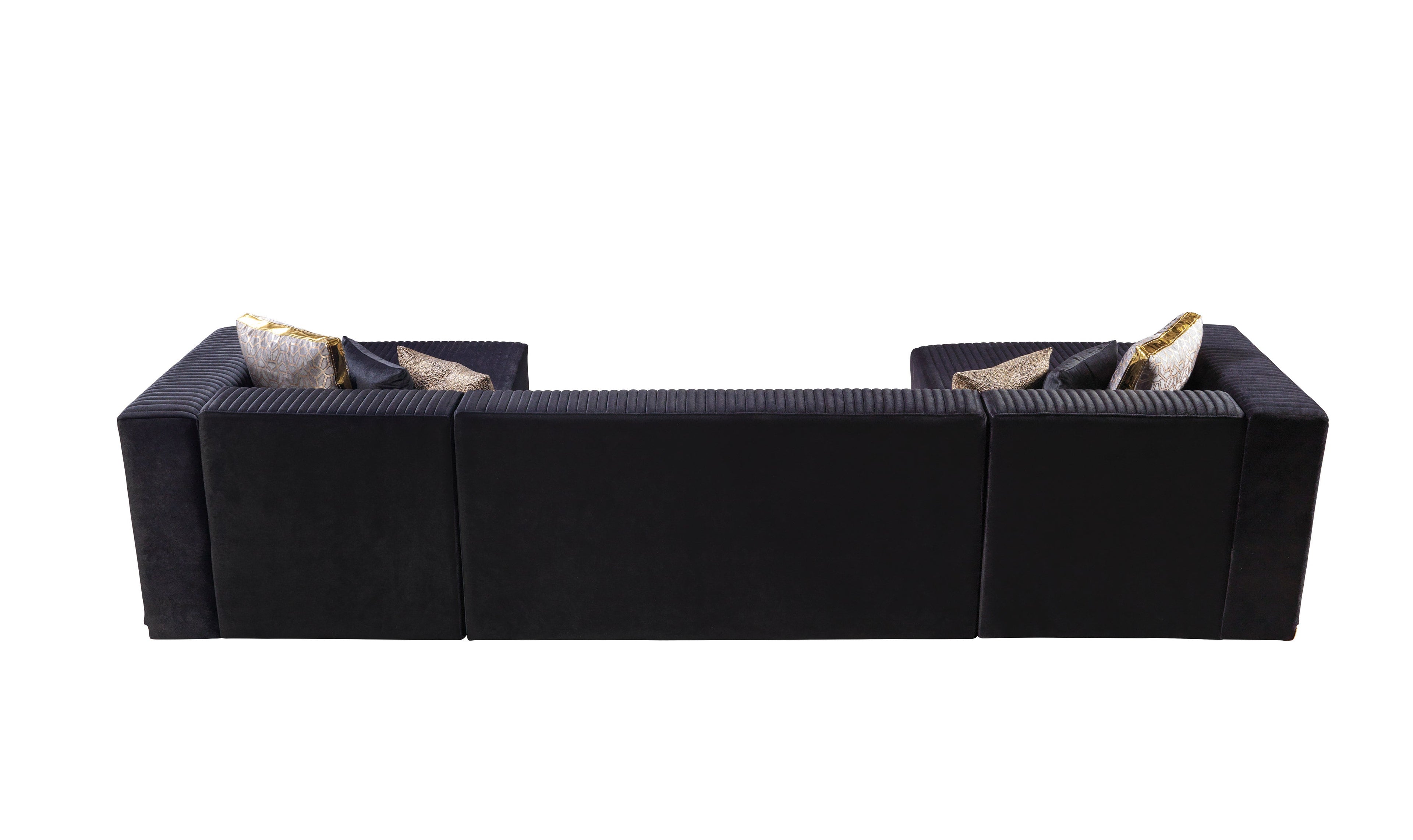 Juliana Black Velvet 4-Piece Sectional - JULIANABLACK-SEC4 - Bien Home Furniture &amp; Electronics