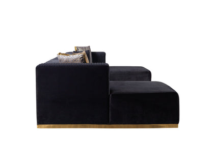 Juliana Black Velvet 4-Piece Sectional - JULIANABLACK-SEC4 - Bien Home Furniture &amp; Electronics