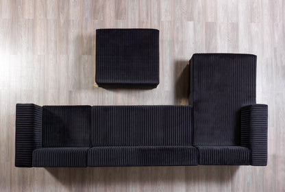 Juliana Black Velvet 4-Piece Sectional - JULIANABLACK-SEC4 - Bien Home Furniture &amp; Electronics