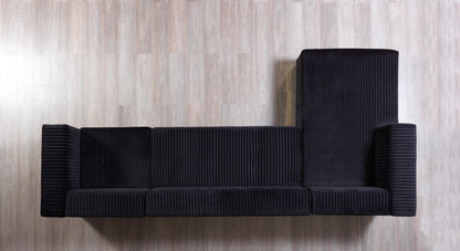 Juliana Black Velvet 4-Piece Sectional - JULIANABLACK-SEC4 - Bien Home Furniture &amp; Electronics