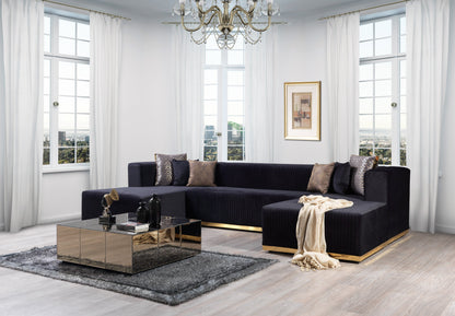 Juliana Black Velvet 4-Piece Sectional - JULIANABLACK-SEC4 - Bien Home Furniture &amp; Electronics