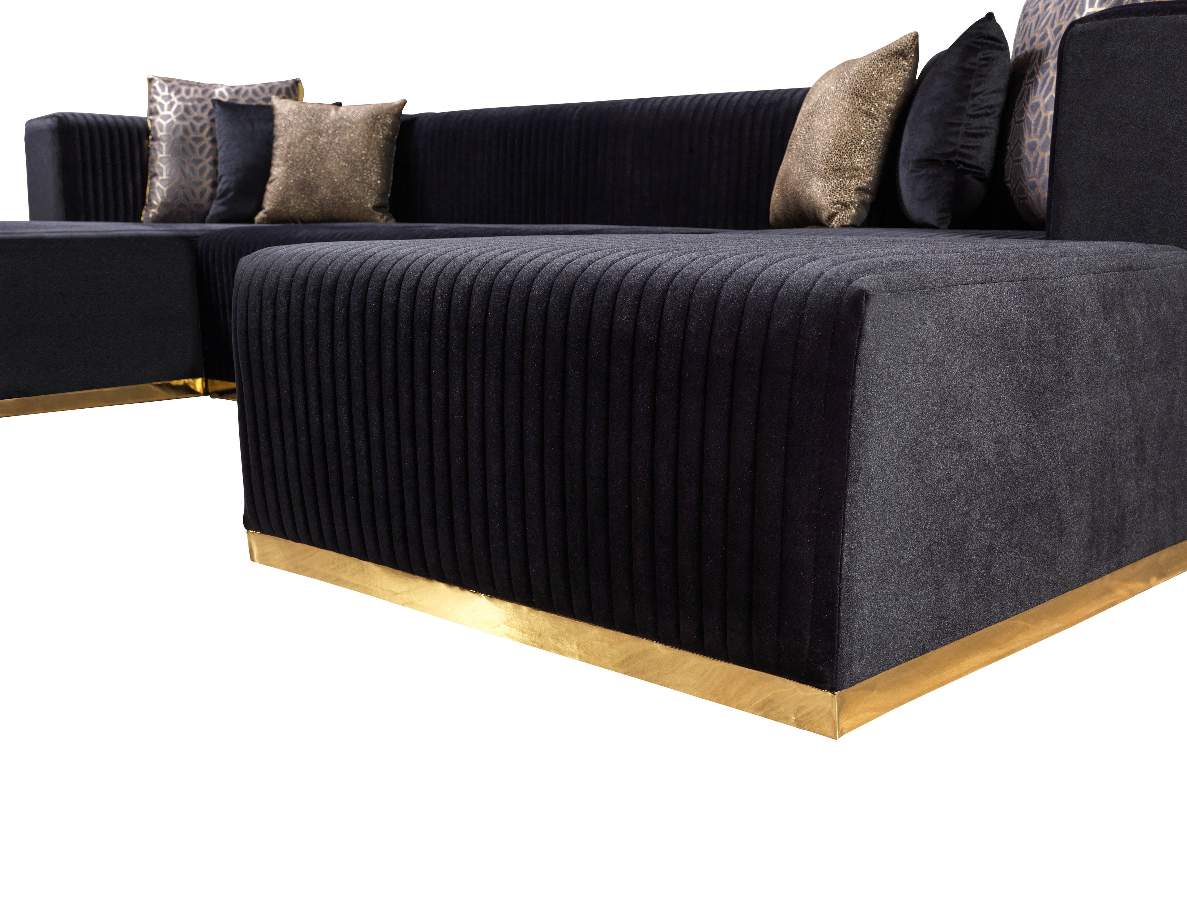 Juliana Black Velvet 4-Piece Sectional - JULIANABLACK-SEC4 - Bien Home Furniture &amp; Electronics